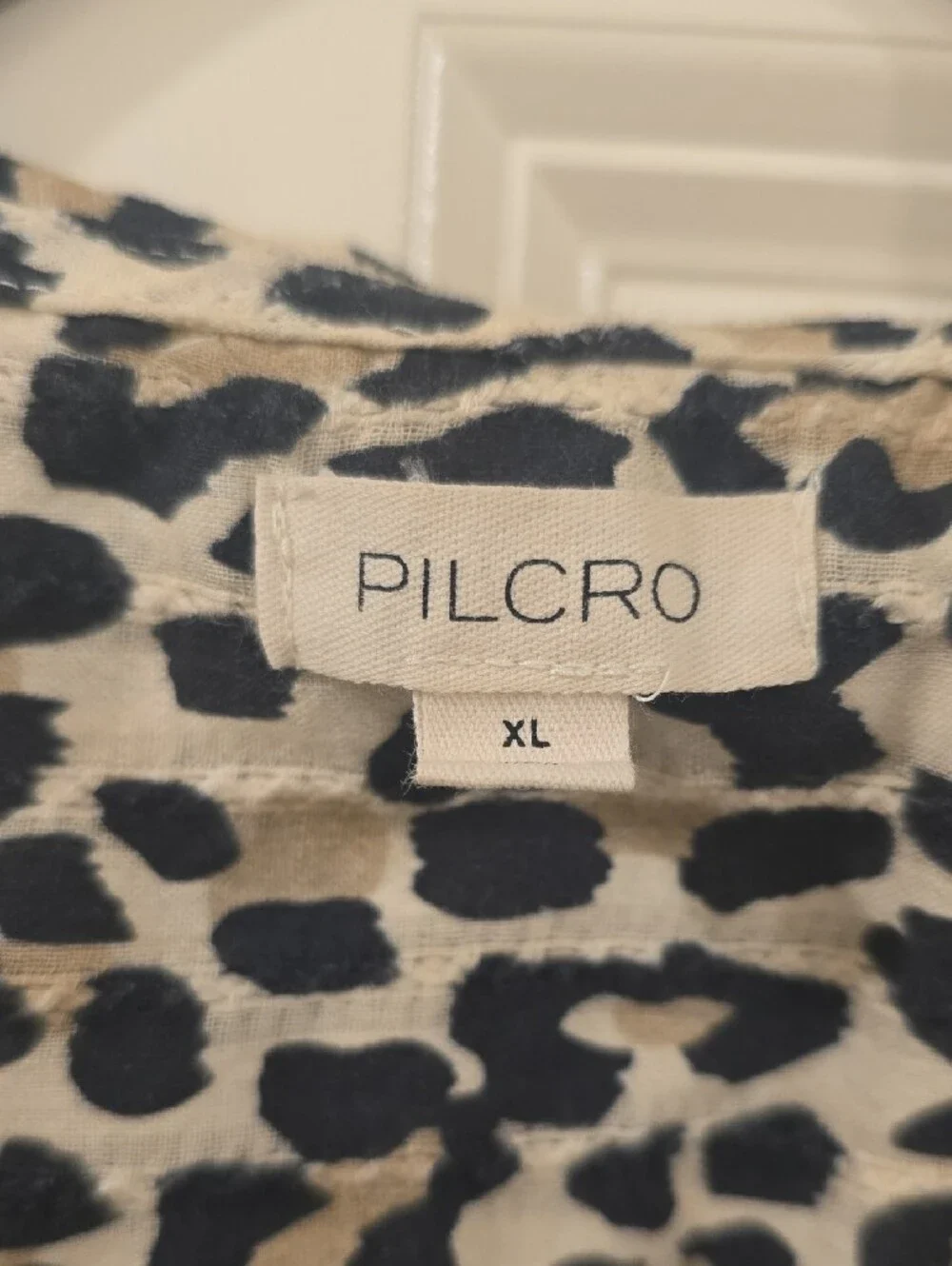 Pilcro Leopard Print Shirt in Cream and Black - Picture 2 of 8